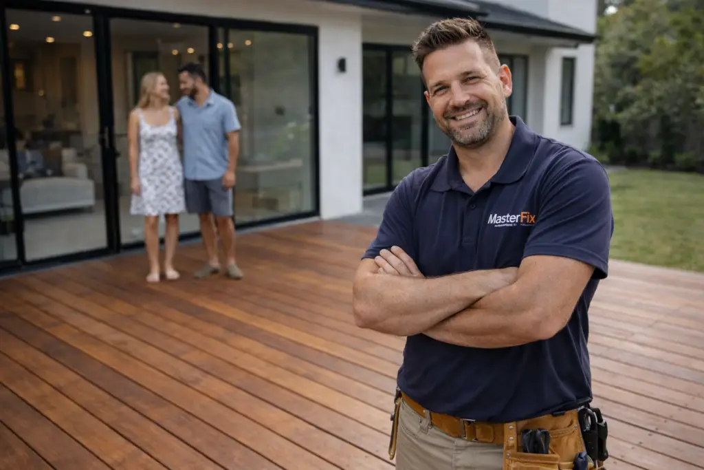 Happy customer with decking